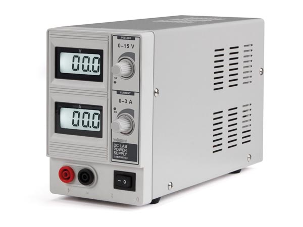 DC LAB POWER SUPPLY 0-15 VDC / 0-3 A MAX WITH DUAL LCD DISPLAY