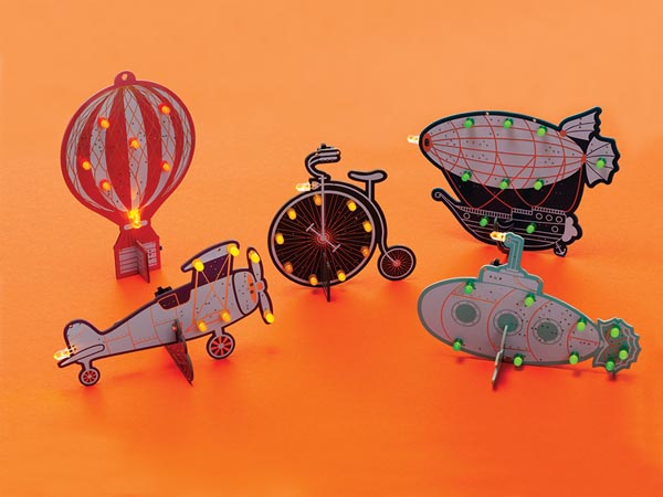 Set met 2 Soldeerkits - Retro Luchtballon & Retro Fiets